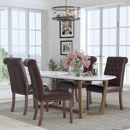 Flash Furniture 18.5 W, 27.5 L, 39.75 H 4-BT-P-BRN-LEA-GG